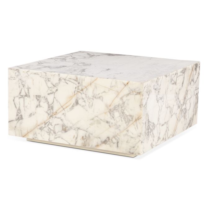 White Alabaster Marble Square Coffee Table