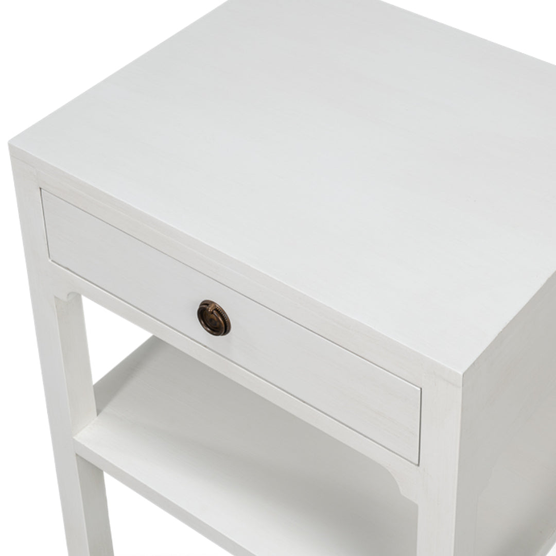 Cottage White Single Drawer Side Table