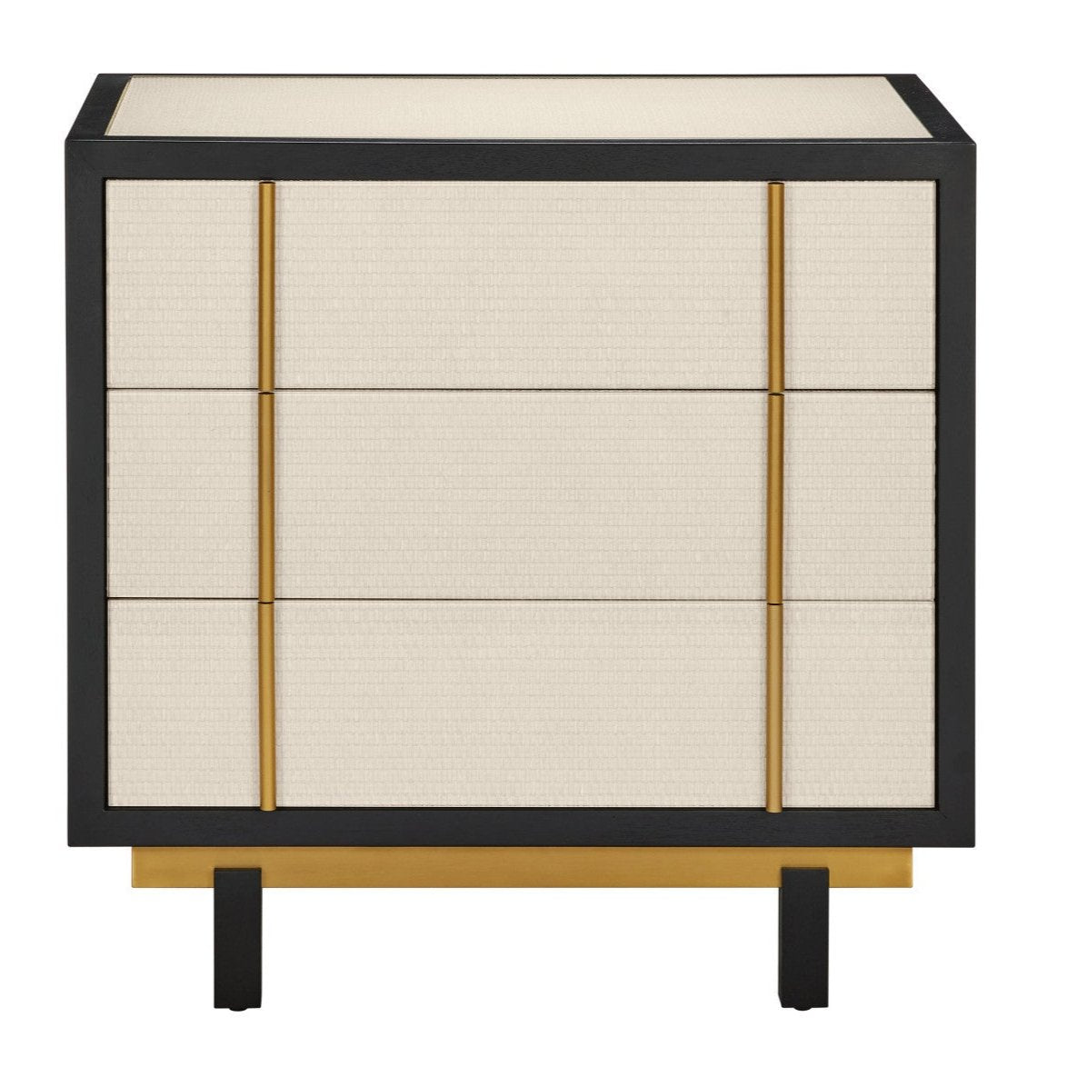 Woven Raffia 3-Drawer Nightstand