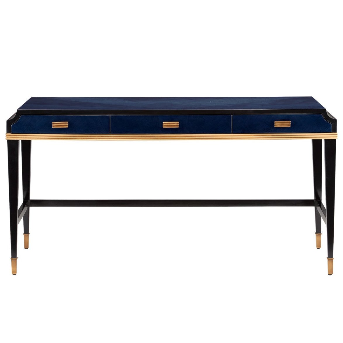 Mahogany Veneer Navy Blue Writing Desk