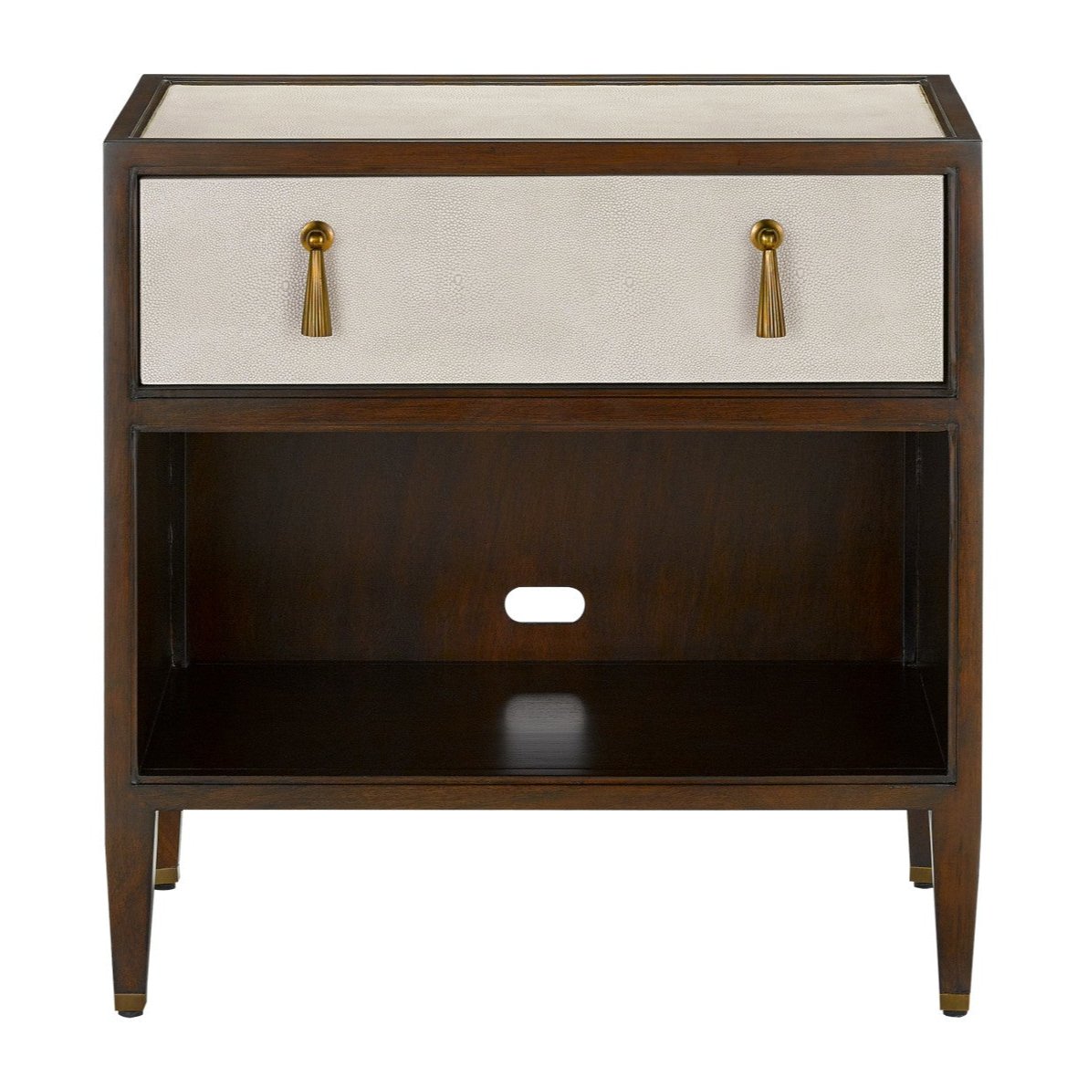 Ivory Shagreen in Dark Walnut Nightstand