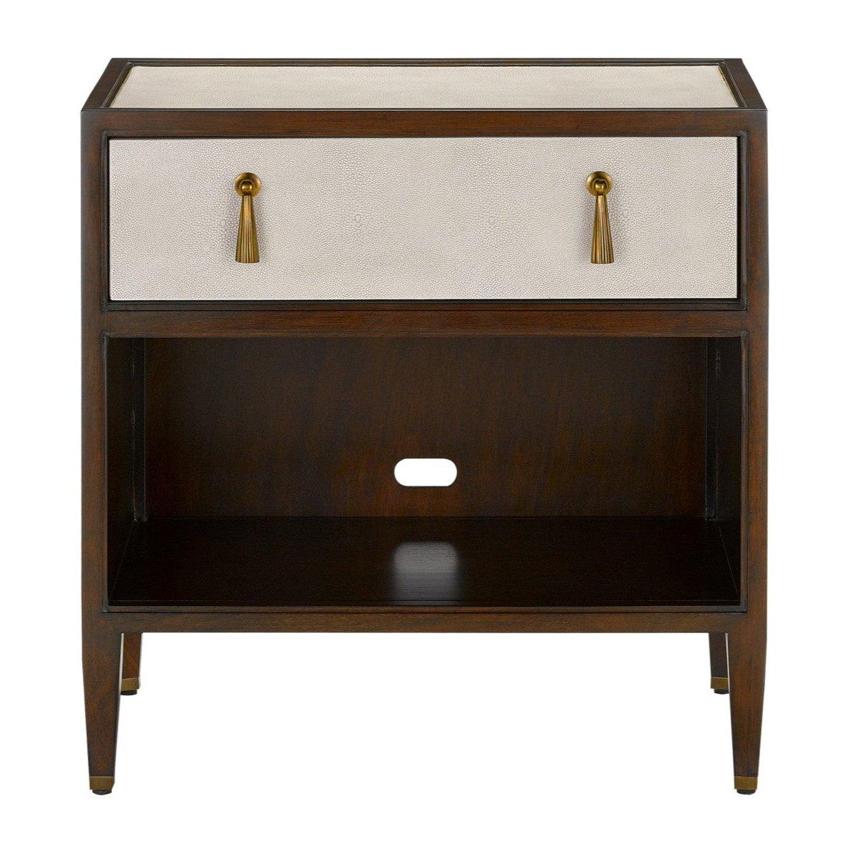 Ivory Shagreen in Dark Walnut Nightstand