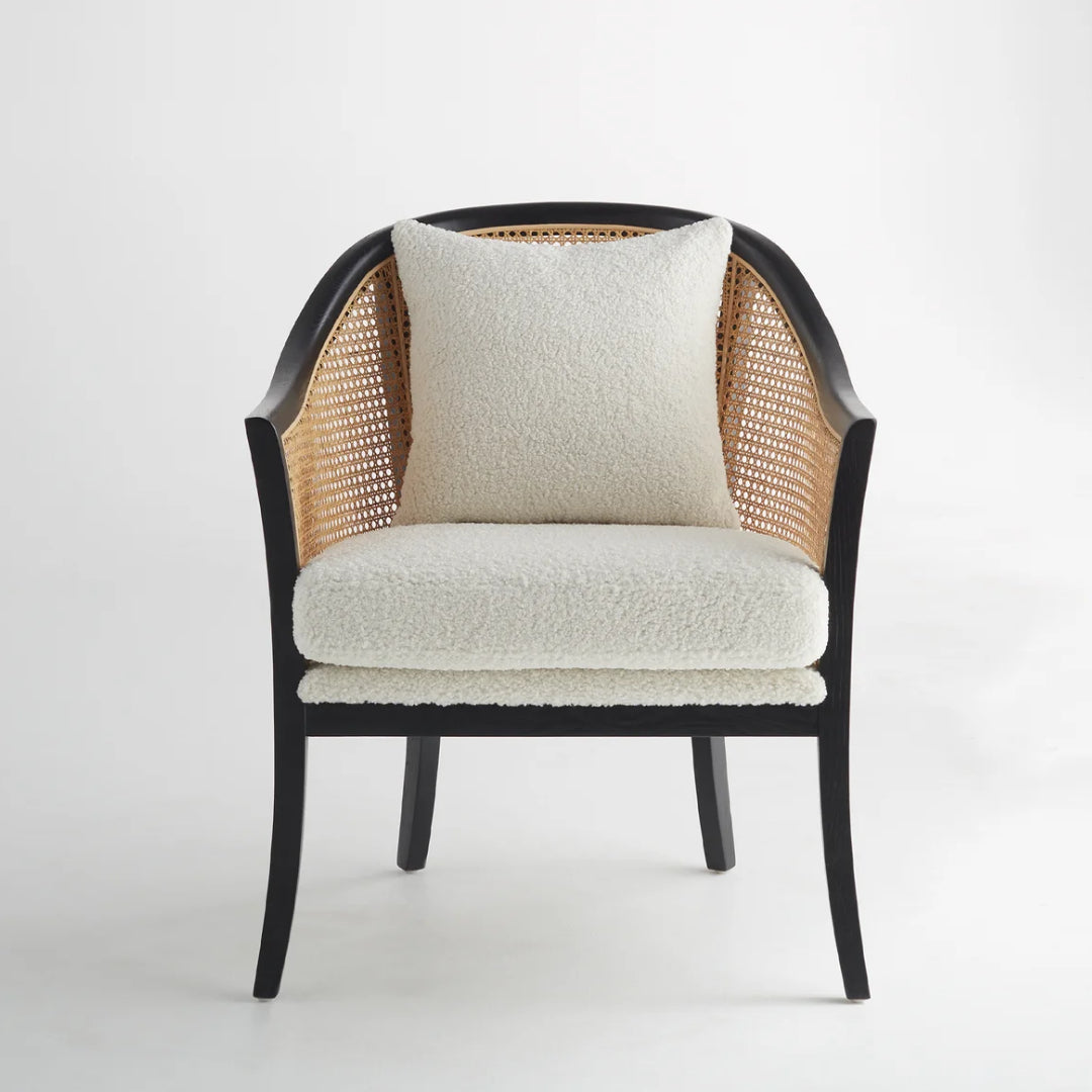 Curved Cane Boucle Armchair