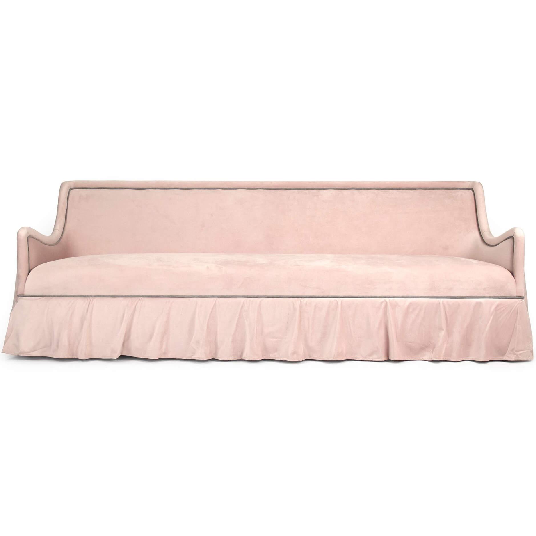 Plush Velvet Rose Skirted Sofa - Belle Escape