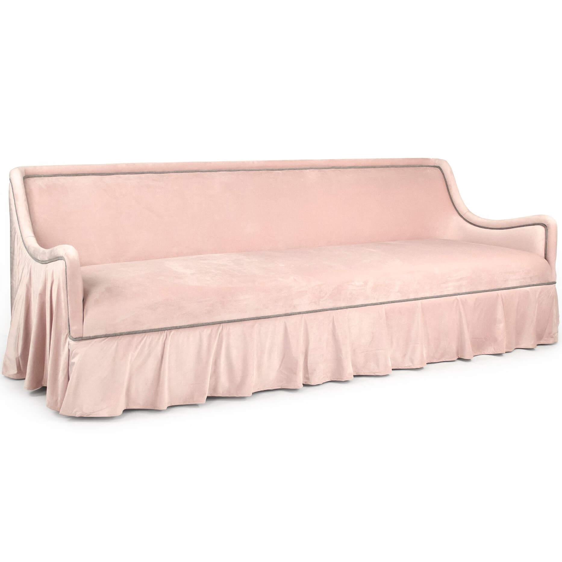 Plush Velvet Rose Skirted Sofa - Belle Escape